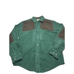 L.L. Bean Chamois Cloth Shirt Small Green Quilted Hunting Workwear